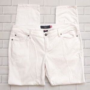 Torrid White Denim Rhinestone Embellished Skinny Jeans